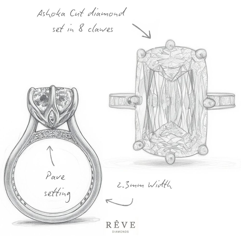 Ashoka Cut Diamond Engagement Ring