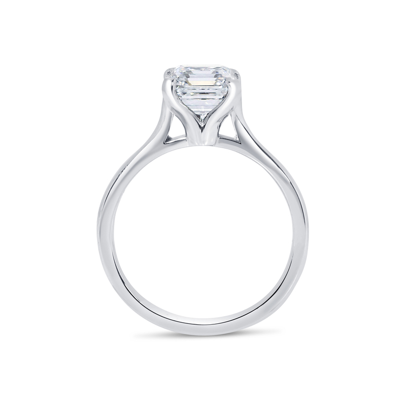 Asscher Shape Solitaire Lab Grown Diamond Engagement Ring