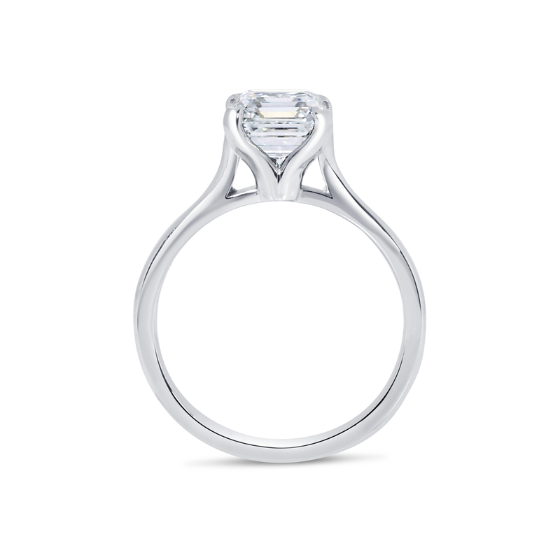 Asscher Shape Solitaire Diamond Engagement Ring
