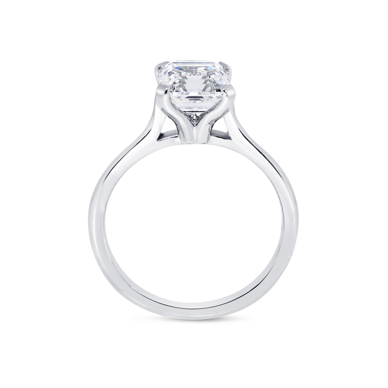Asscher Shape Solitaire Lab Grown Diamond Engagement Ring