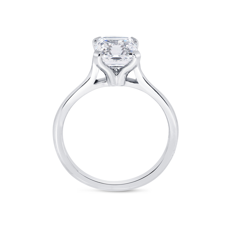 Asscher Shape Solitaire Diamond Engagement Ring