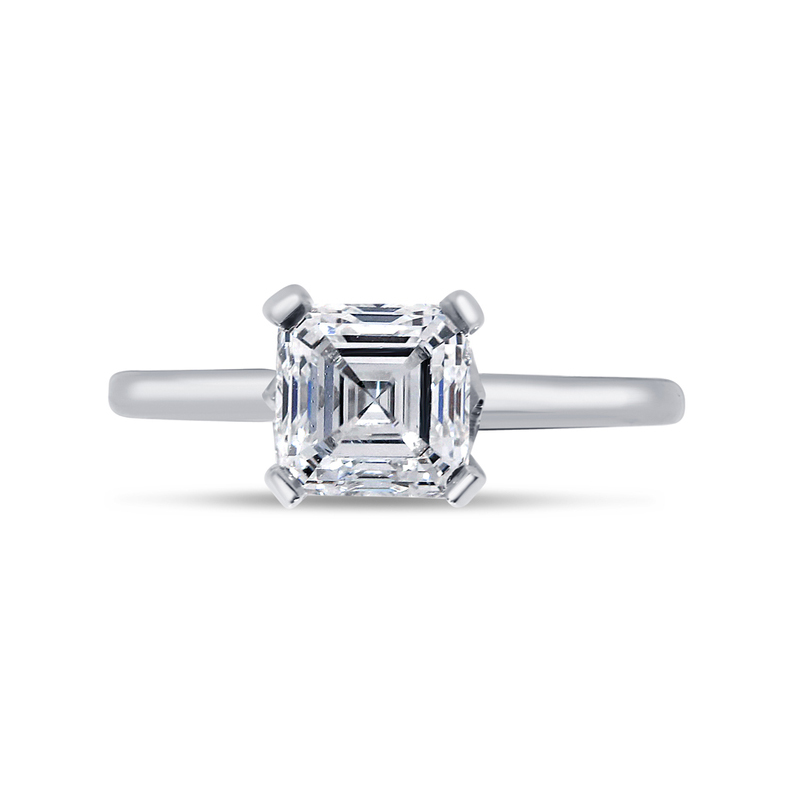 Asscher Shape Solitaire Lab Grown Diamond Engagement Ring