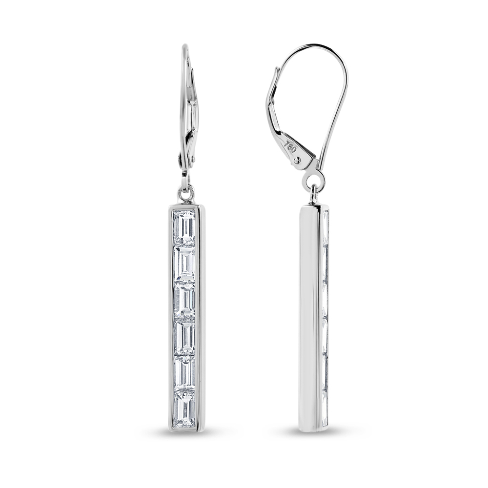 Baguette Cut Diamond Drop Earrings