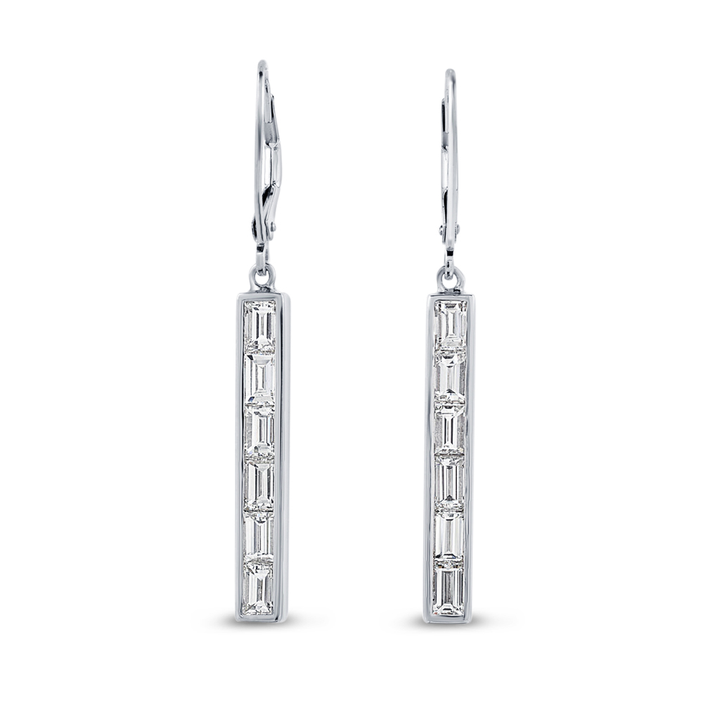 Baguette Cut Diamond Drop Earrings