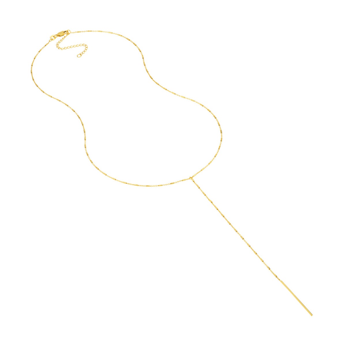 Bead and Bar Lariat Adjustable Gold Necklace