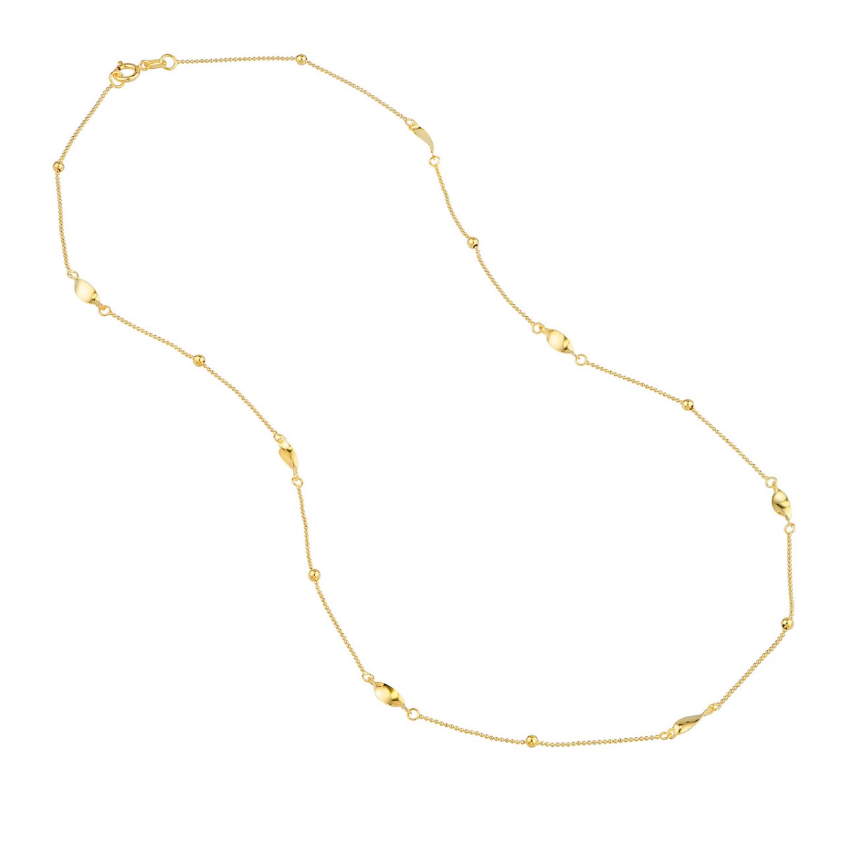 Round and Marquise Gold Bead Necklace
