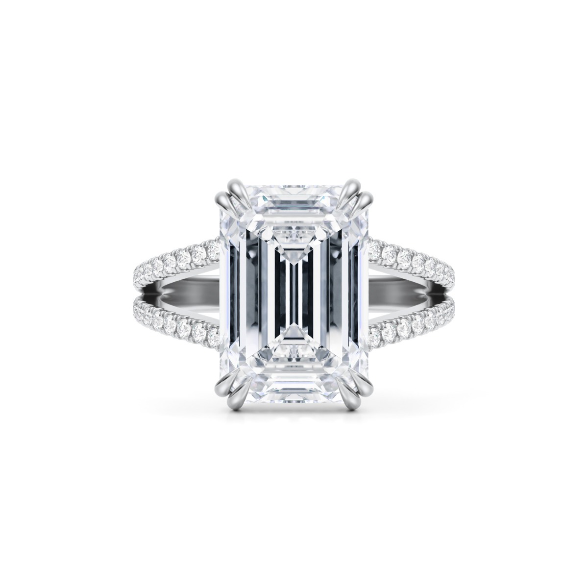 Beyonce Emerald Pave Split Shank Diamond Engagement Ring 