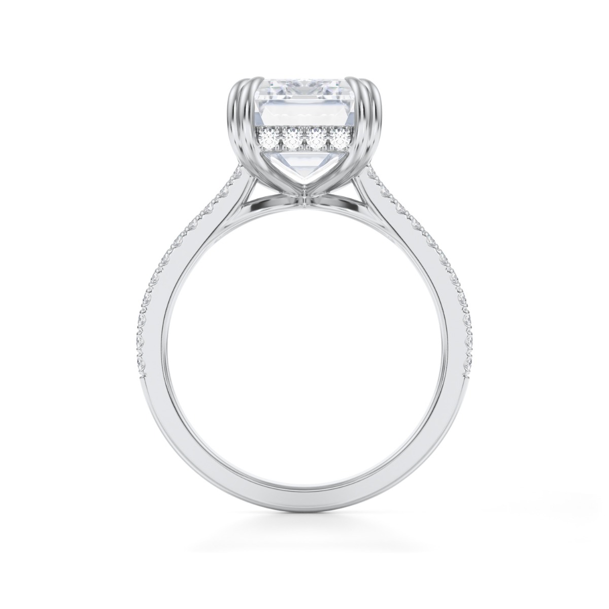 Beyonce Emerald Pave Split Shank Diamond Engagement Ring 