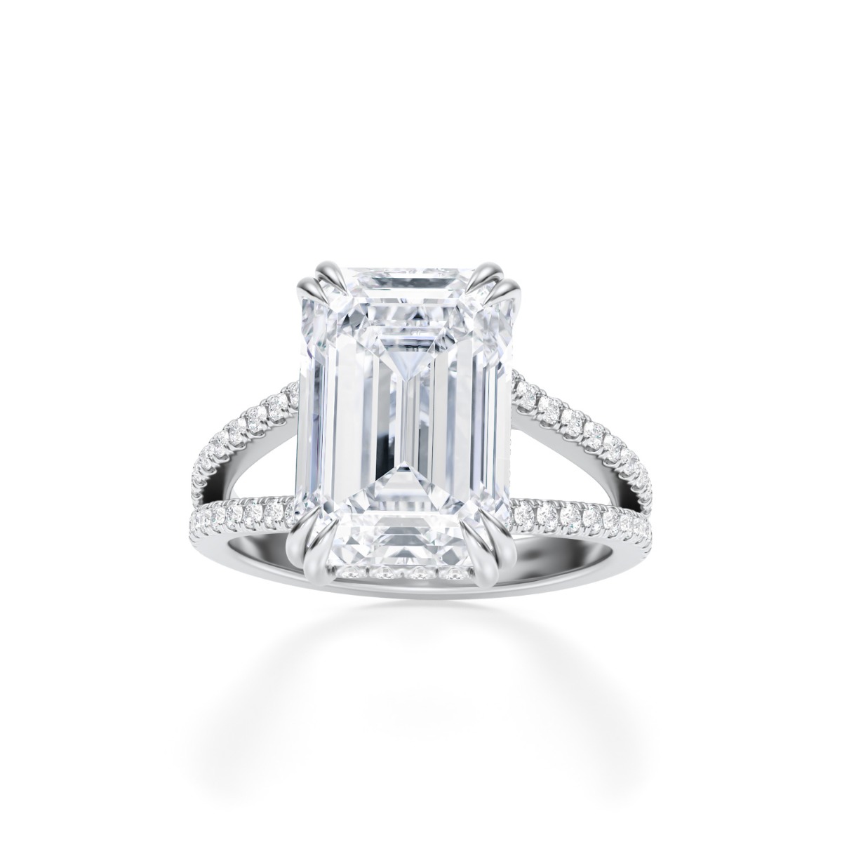 Beyonce Emerald Pave Split Shank Diamond Engagement Ring 