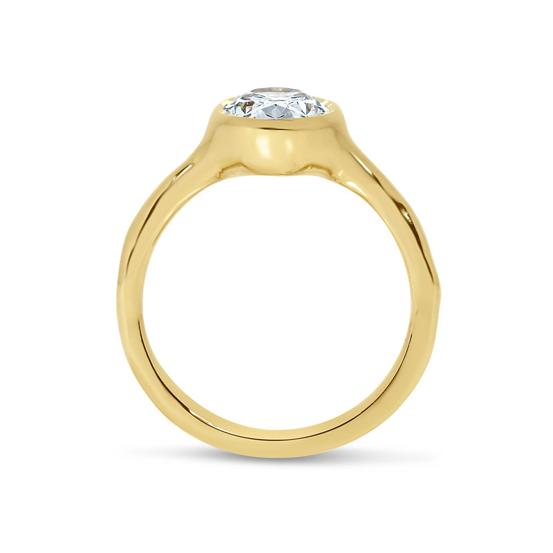 Bezel Oval Contemporary Diamond Engagement Ring
