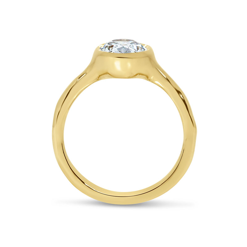 Bezel Oval Shape Contemporary Lab Grown Diamond Engagement Ring