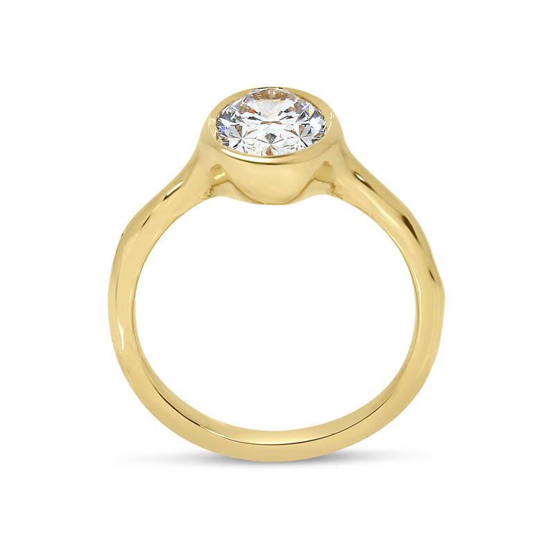 Bezel Oval Contemporary Diamond Engagement Ring