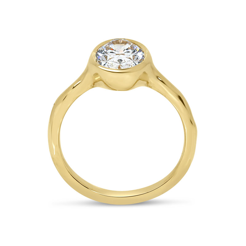 Bezel Oval Contemporary Lab Grown Diamond Engagement Ring