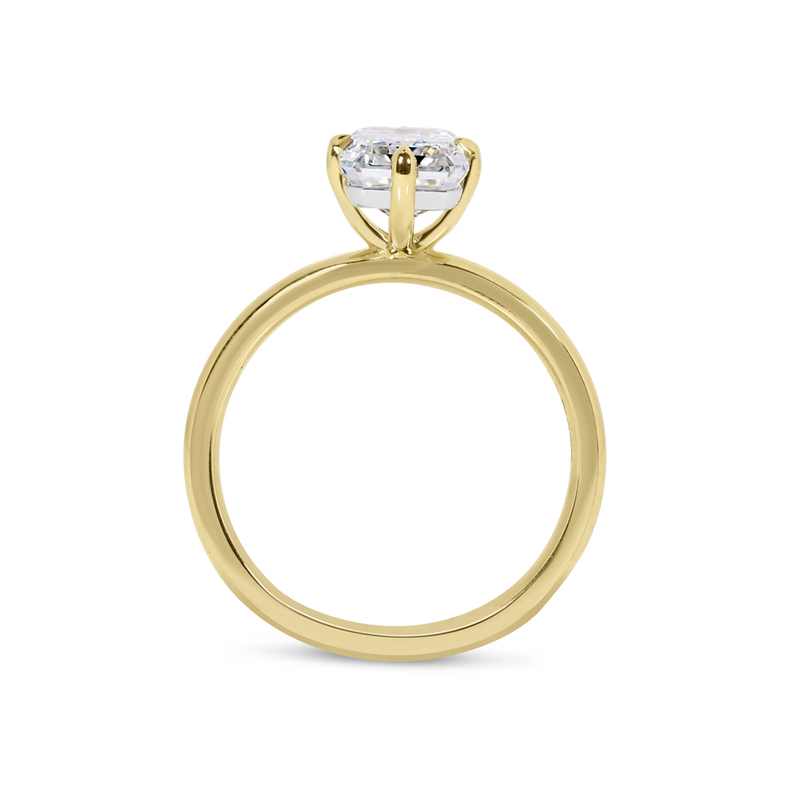Compass Setting Emerald Cut Lab Grown Diamond Engagement Ring