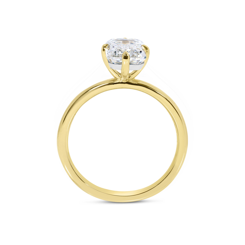 Compass Setting Emerald Shape Diamond Engagement Ring