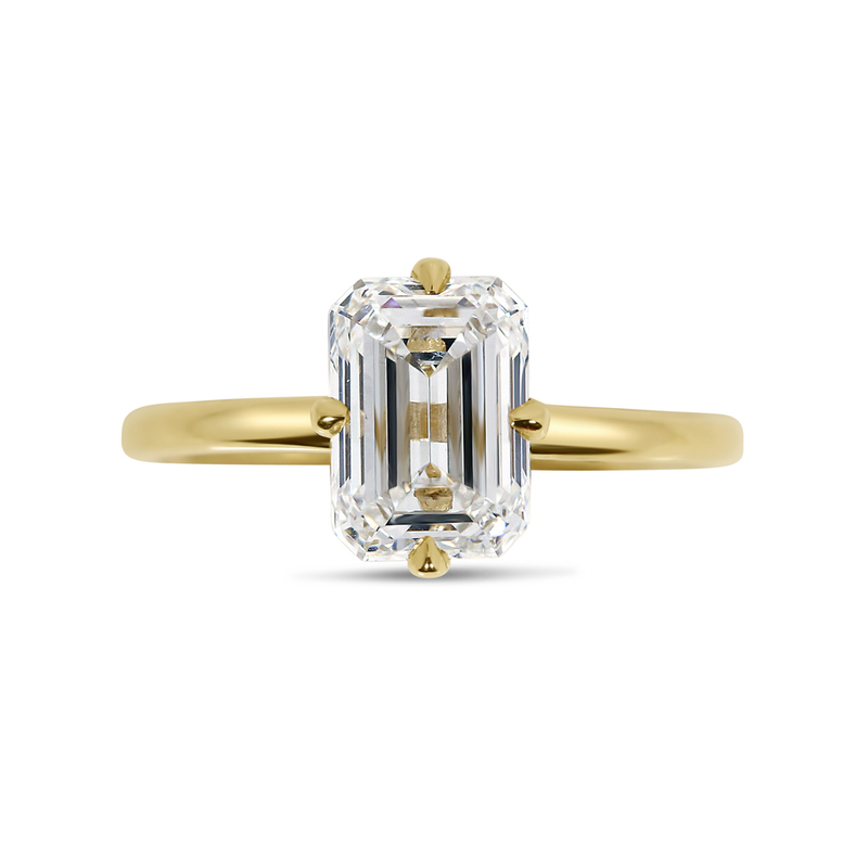 Compass Setting Emerald Cut Diamond Engagement Ring