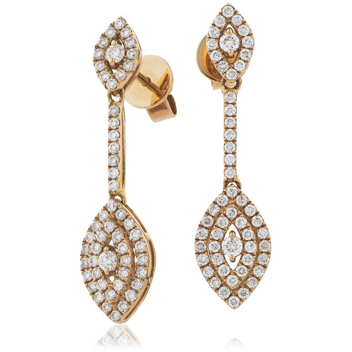 Marquise Shape Bar Set Pave Drop Diamond Earrings