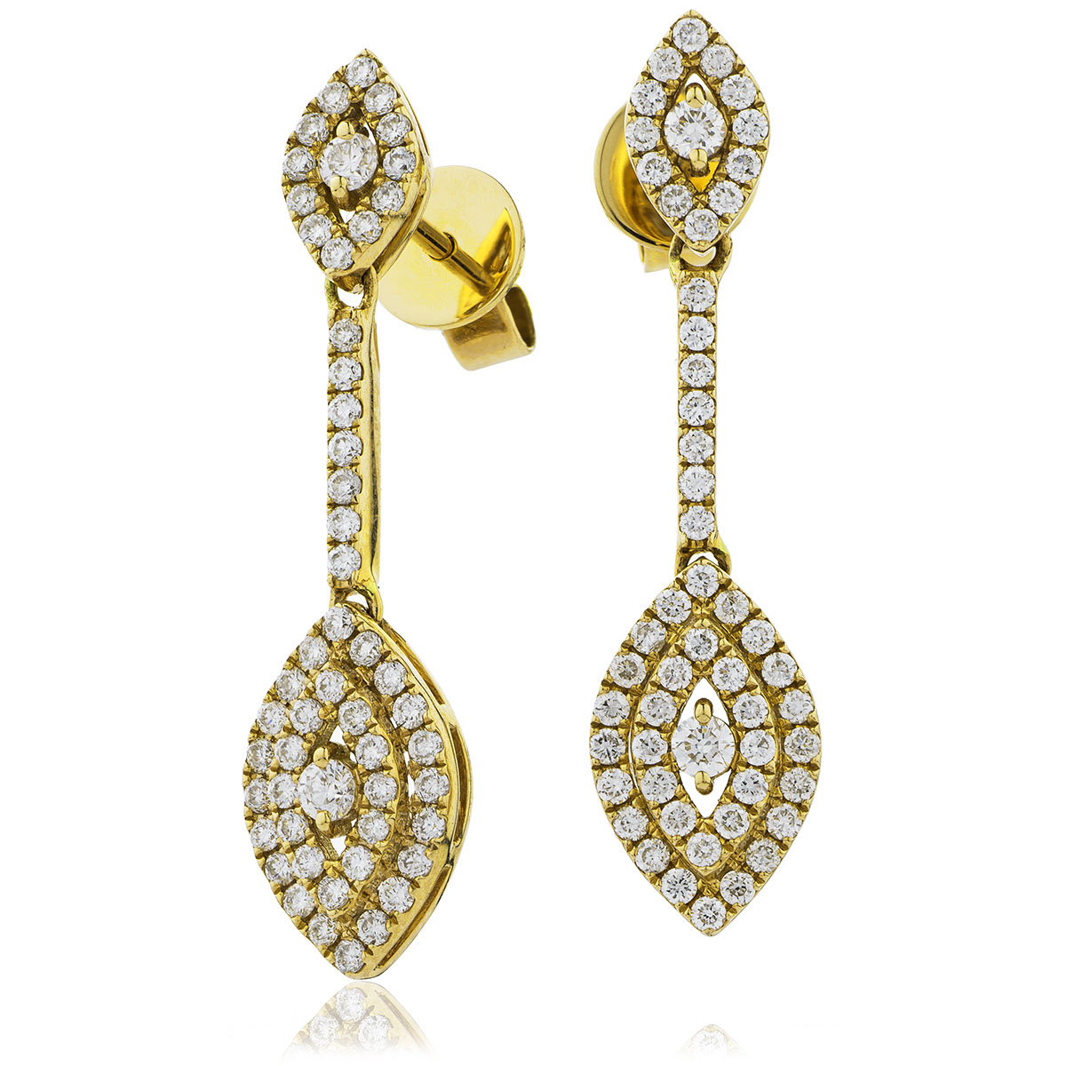 Marquise Shape Bar Set Pave Drop Diamond Earrings