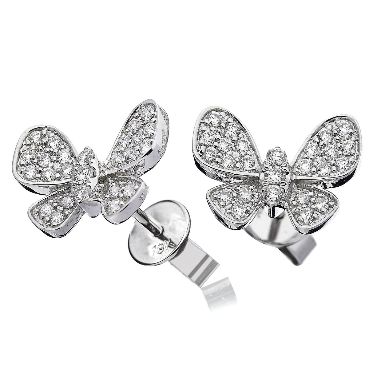 Butterfly Shape Diamond Earrings Studs