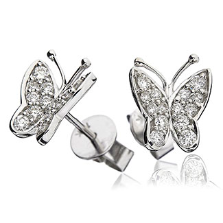 Butterfly Shape Pave Diamond Earrings Studs