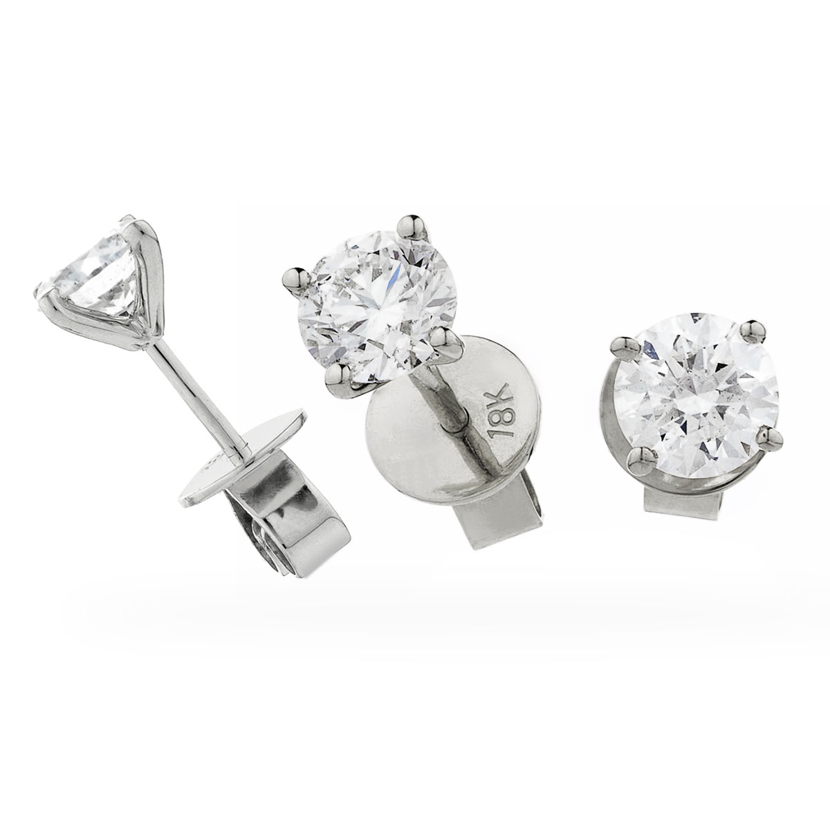 V Shape Claw Set Diamond Earrings Studs