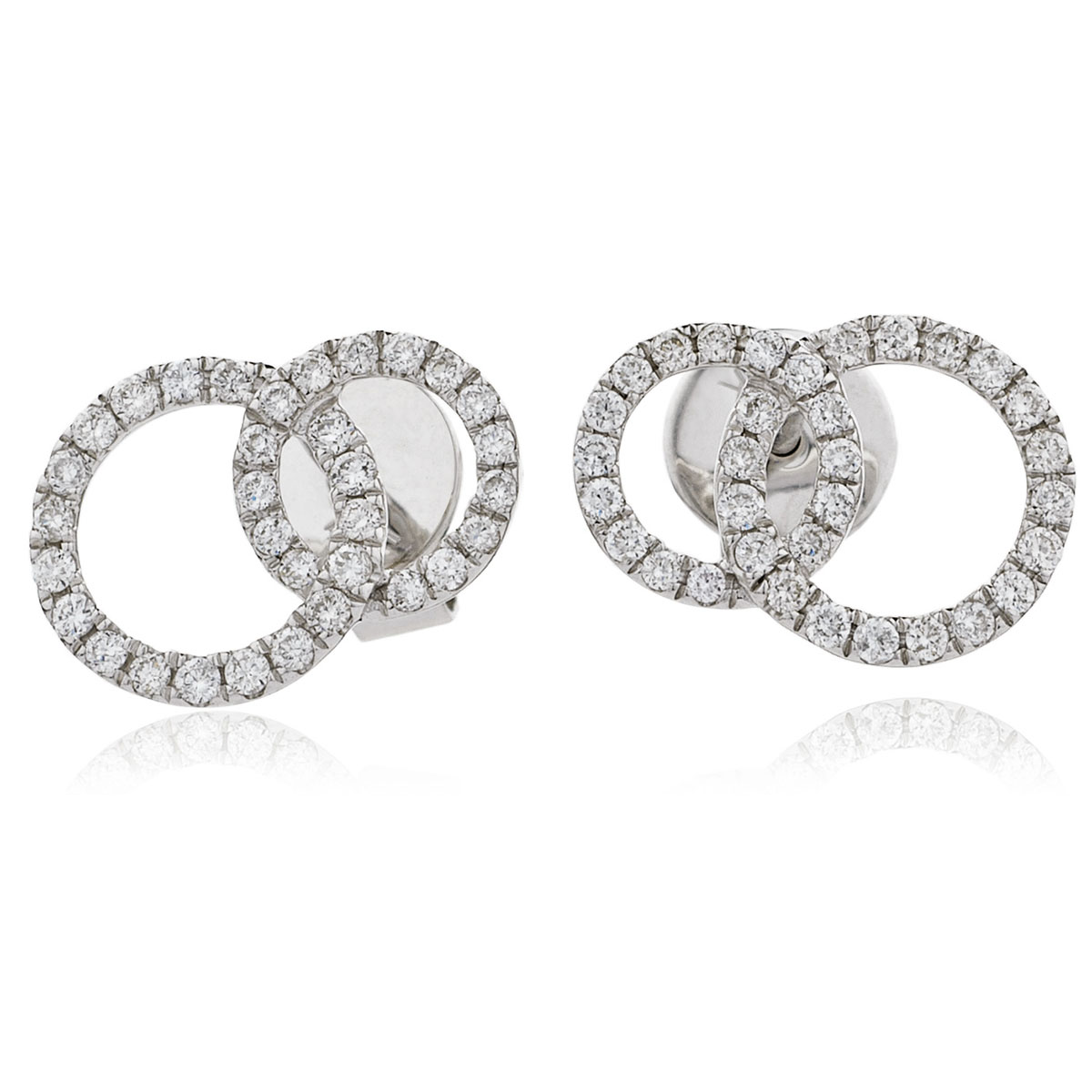 Fixed Double Circle Diamond Earring Studs