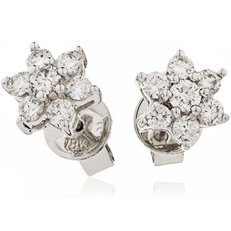7 Stone Cluster Diamond Earrings Studs