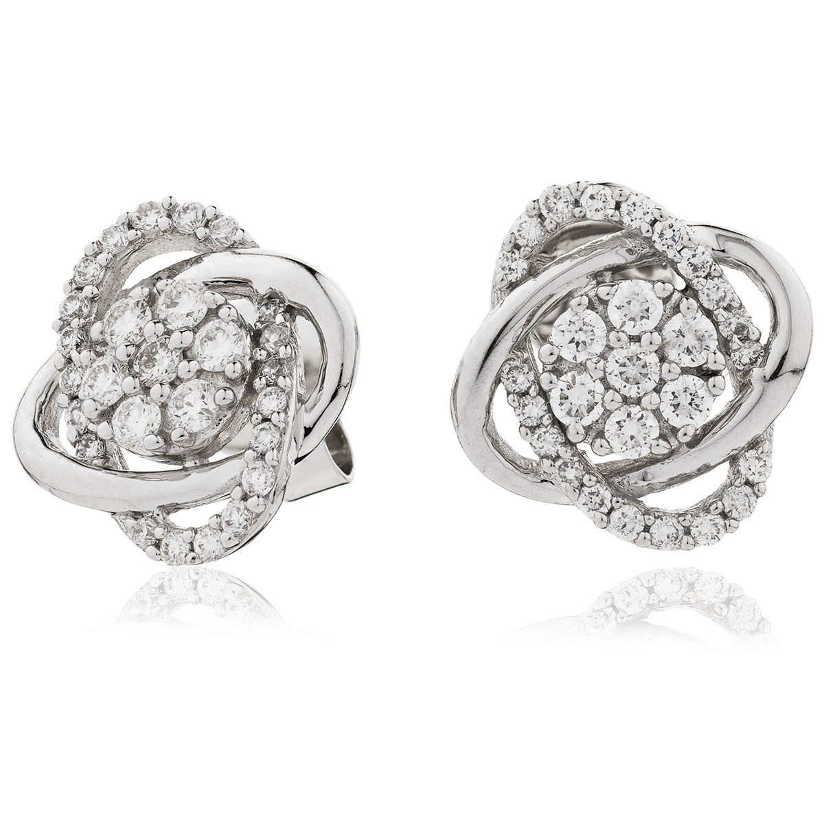 Swirl Cuts Diamond Earrings Studs