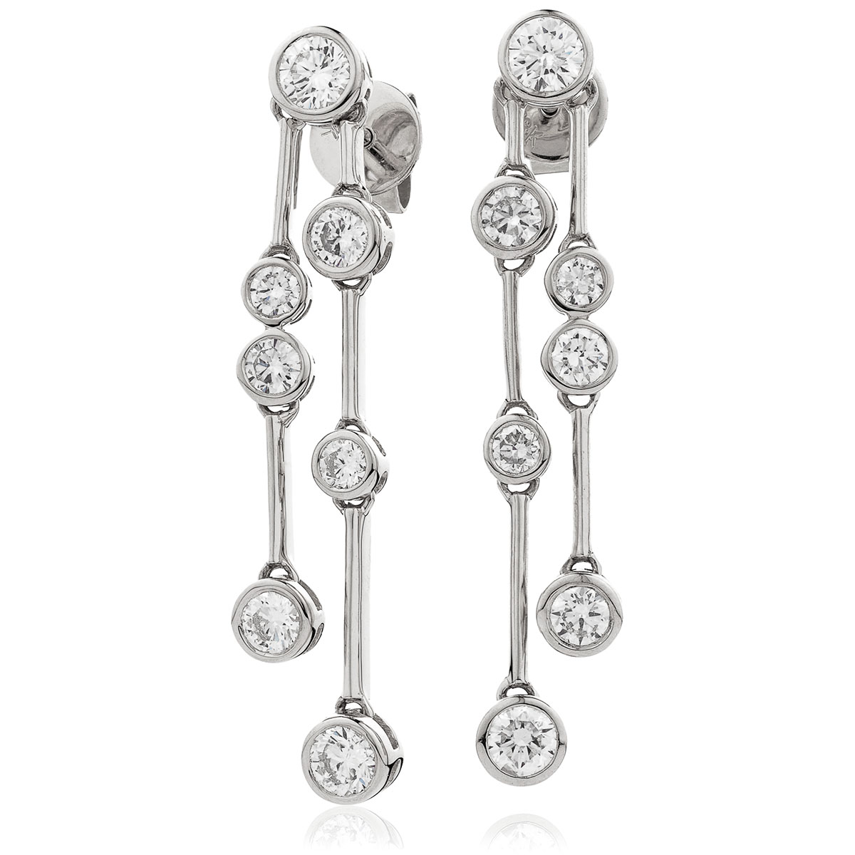 Rubover 2 Row Bar Diamond Drop Earring