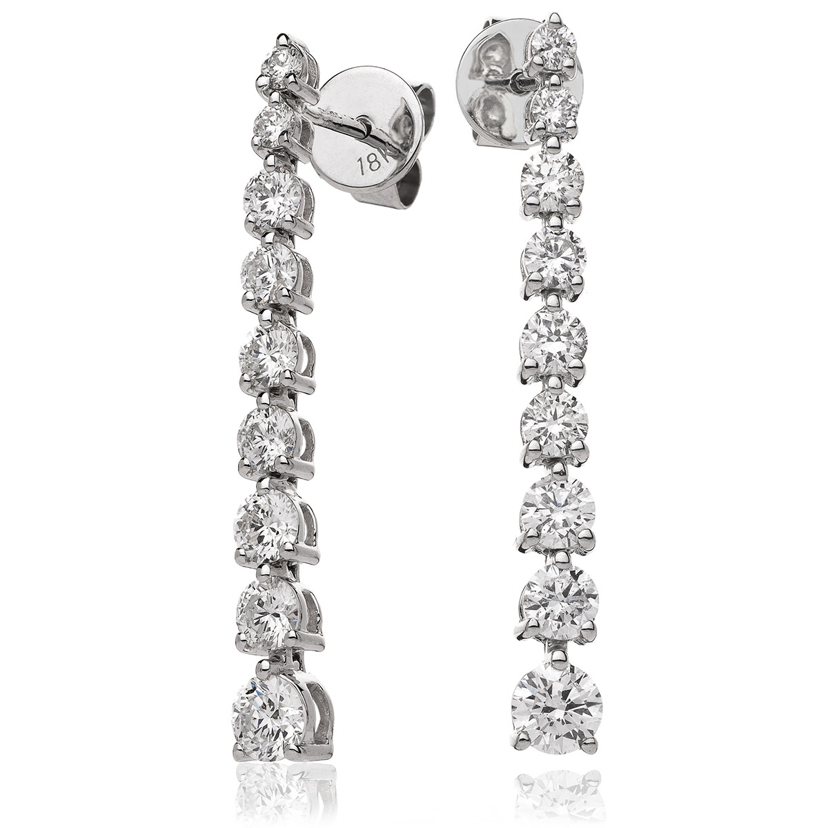 3 Claw 9 Stone Diamond Drop Earring