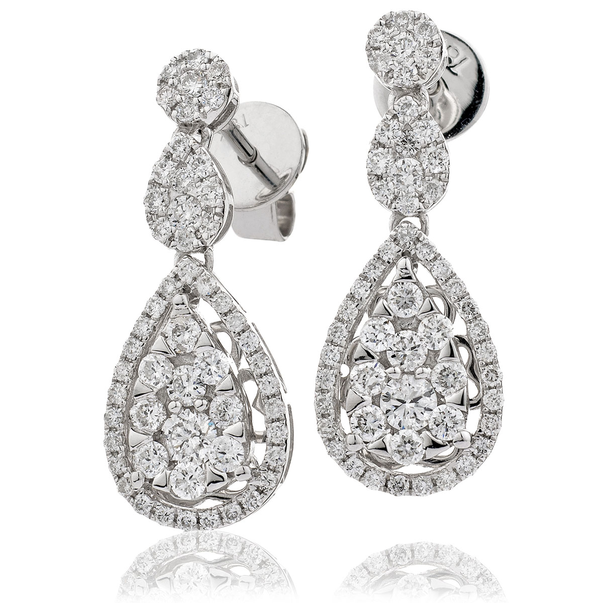 Pave Set Diamond Drops Earrings