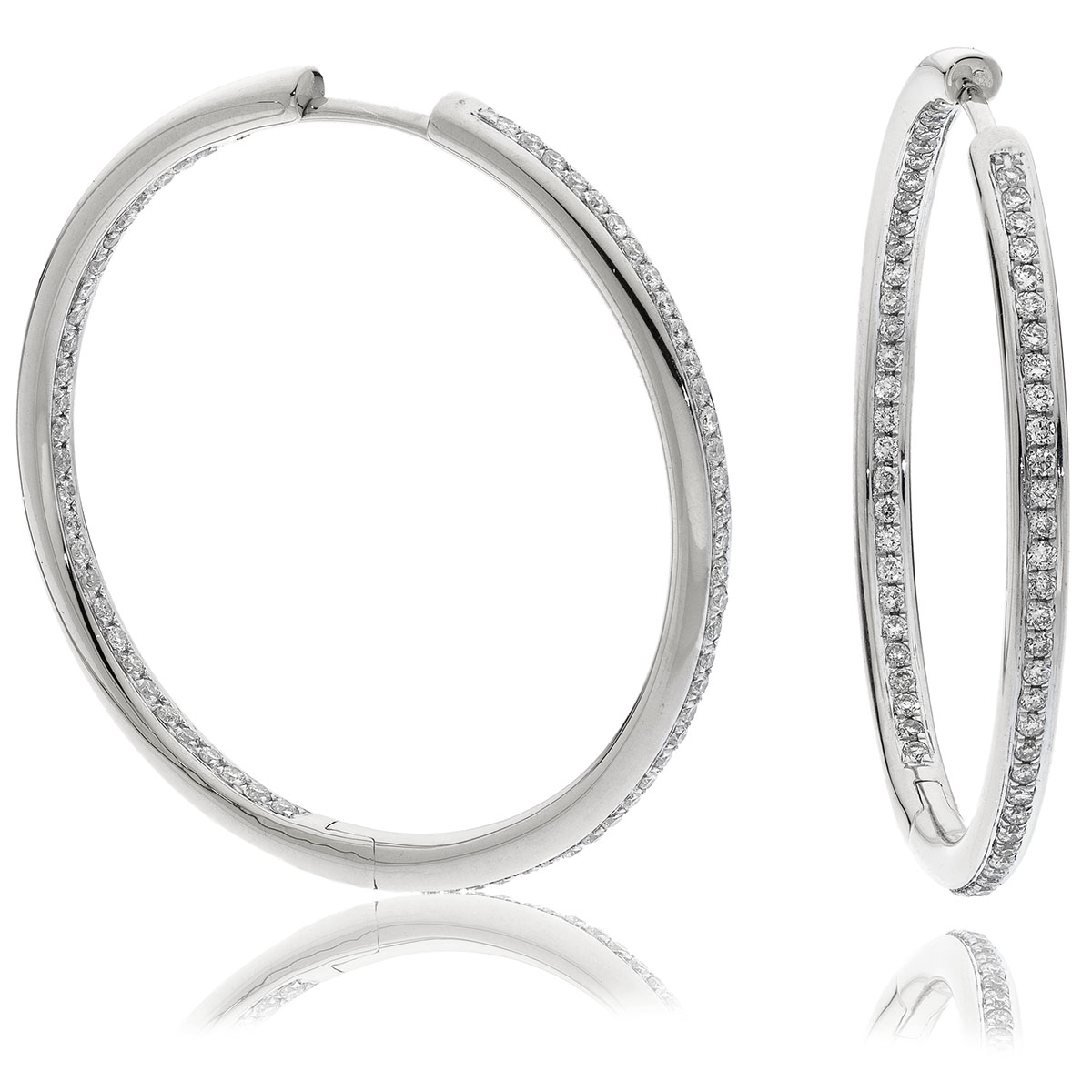 Grain Set 0.9ct Round Diamond Hoops Earrings