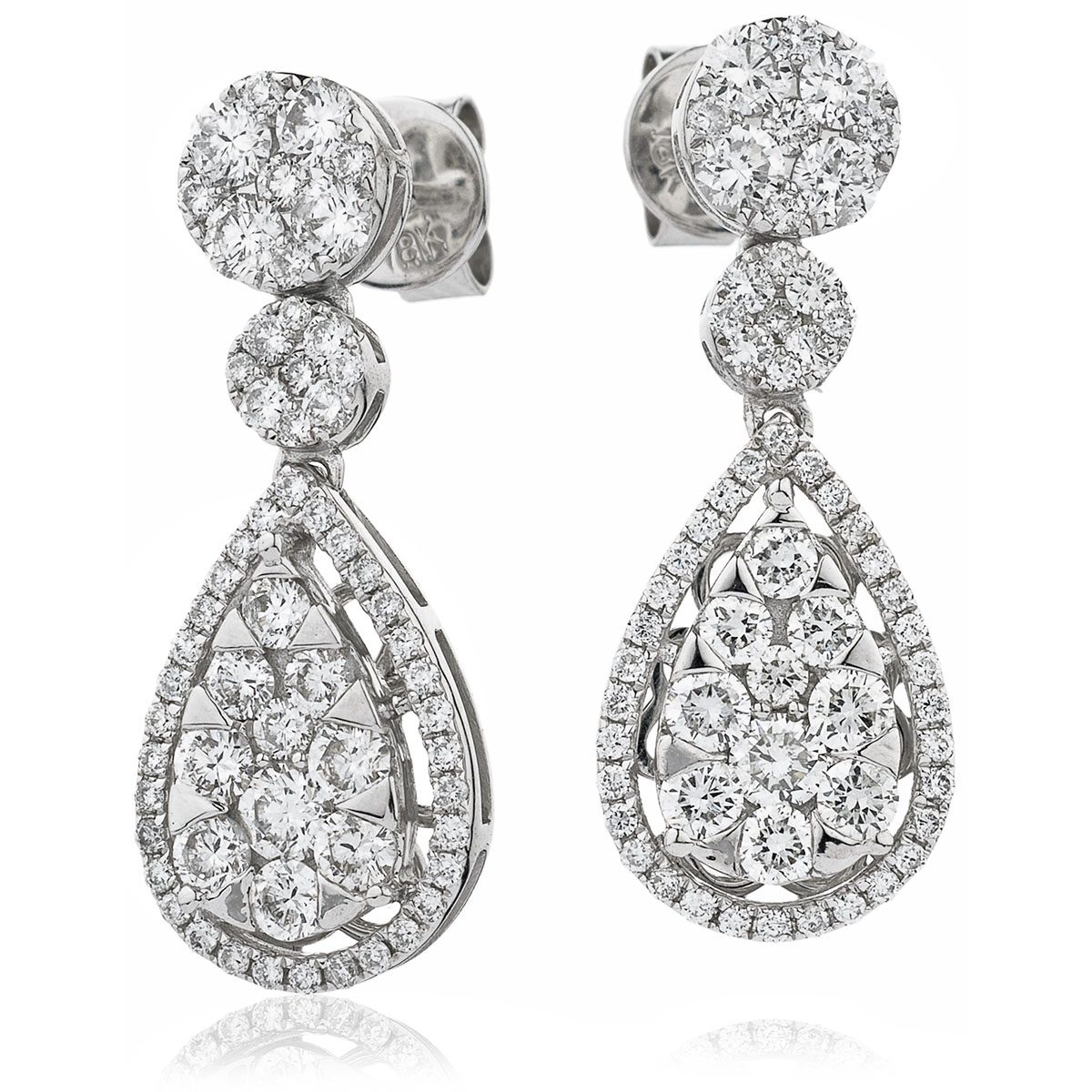 Drop Pave Set Diamond drops Earrings Studs