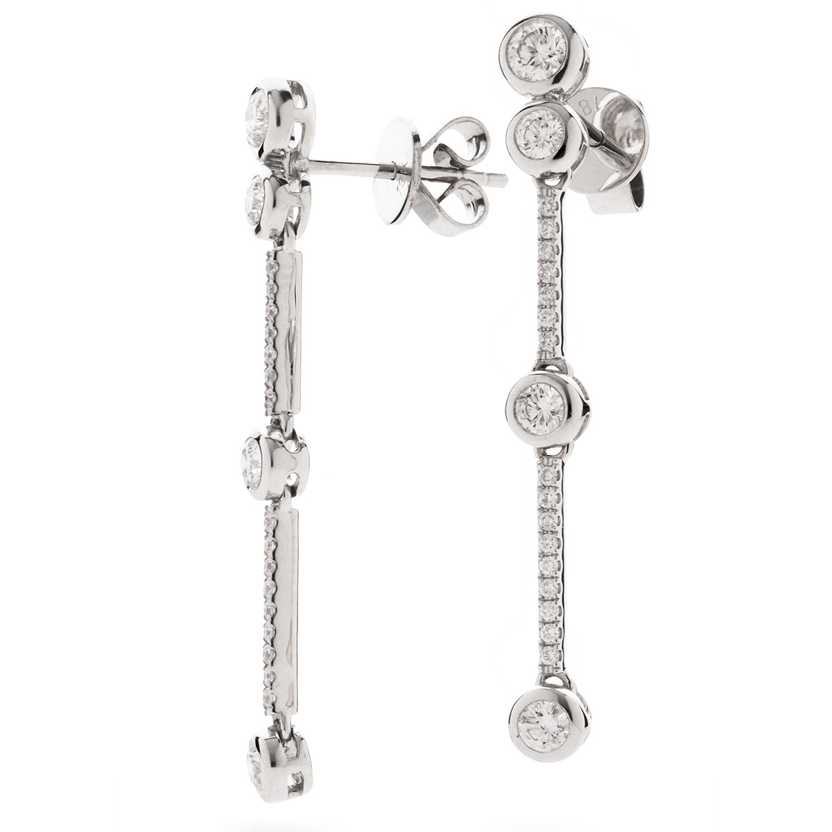 Rubover Bar Set Diamond Drop Earring