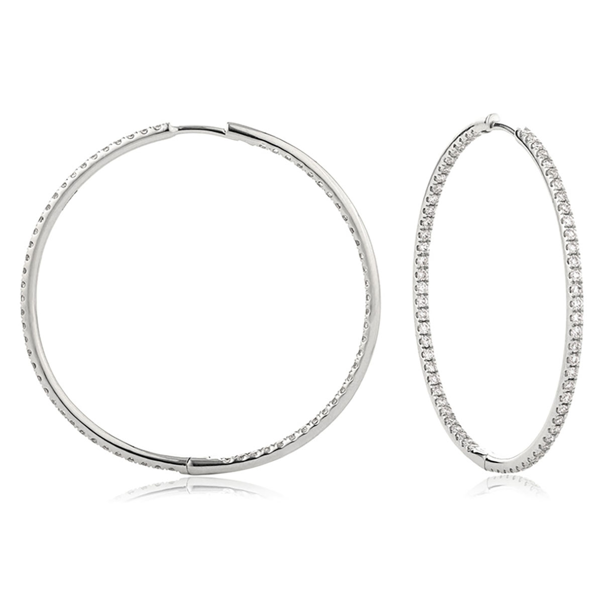 Round Shape Micro Set Diamond Hoops Earrings