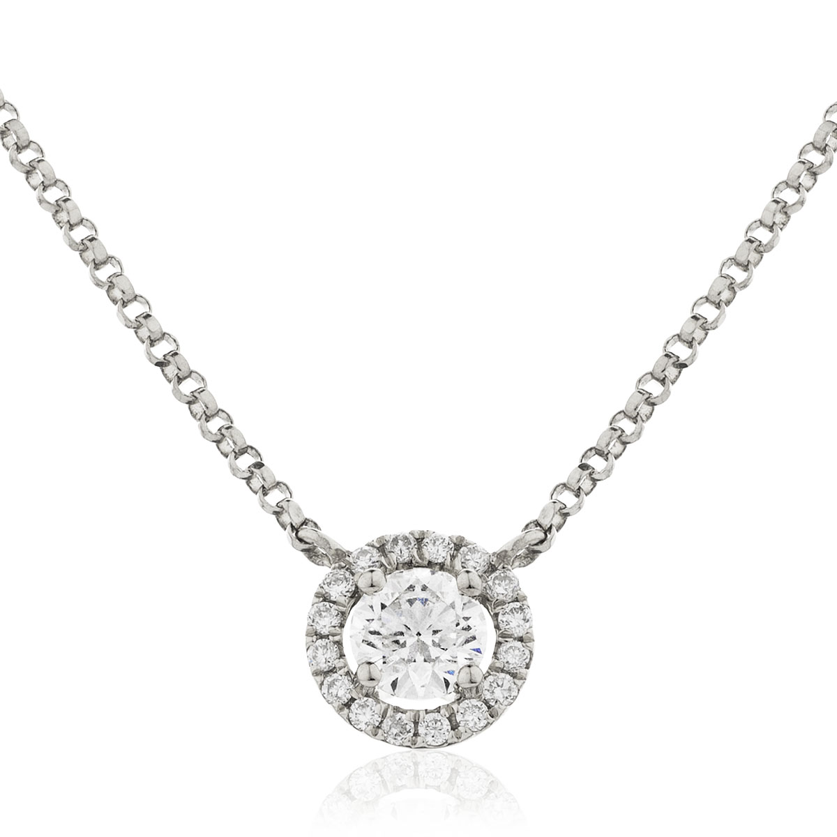 Fixed Single Halo Diamond Pendant