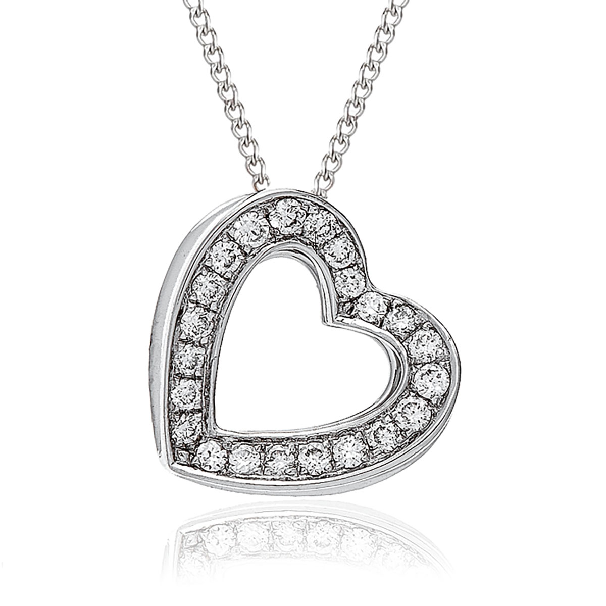 3D Heart Pave Diamond Necklace