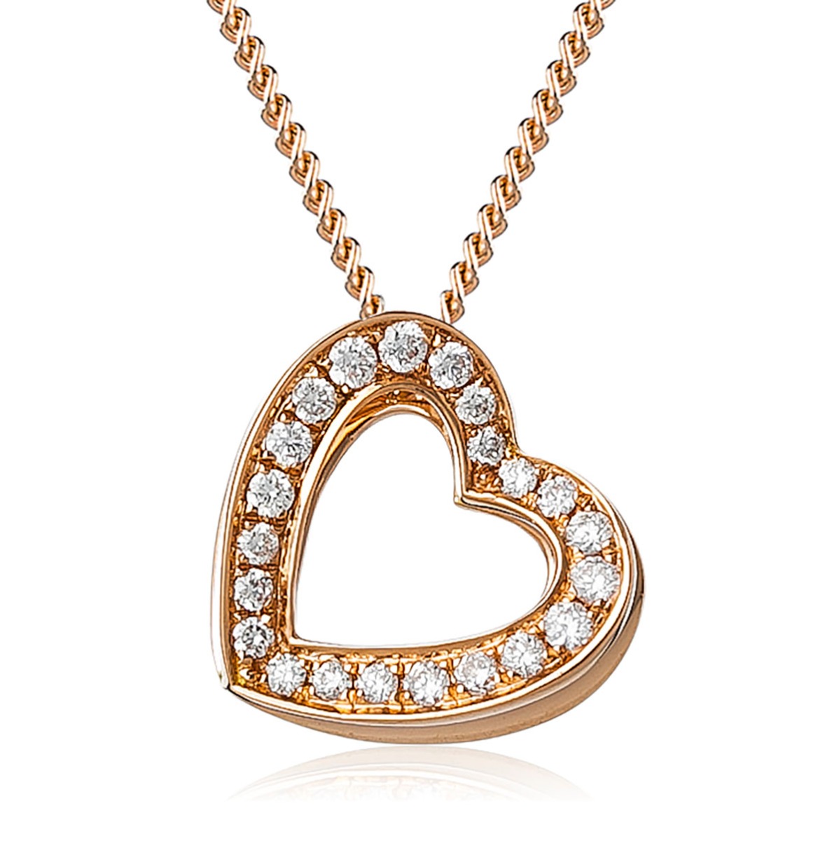 3D Heart Pave Diamond Necklace