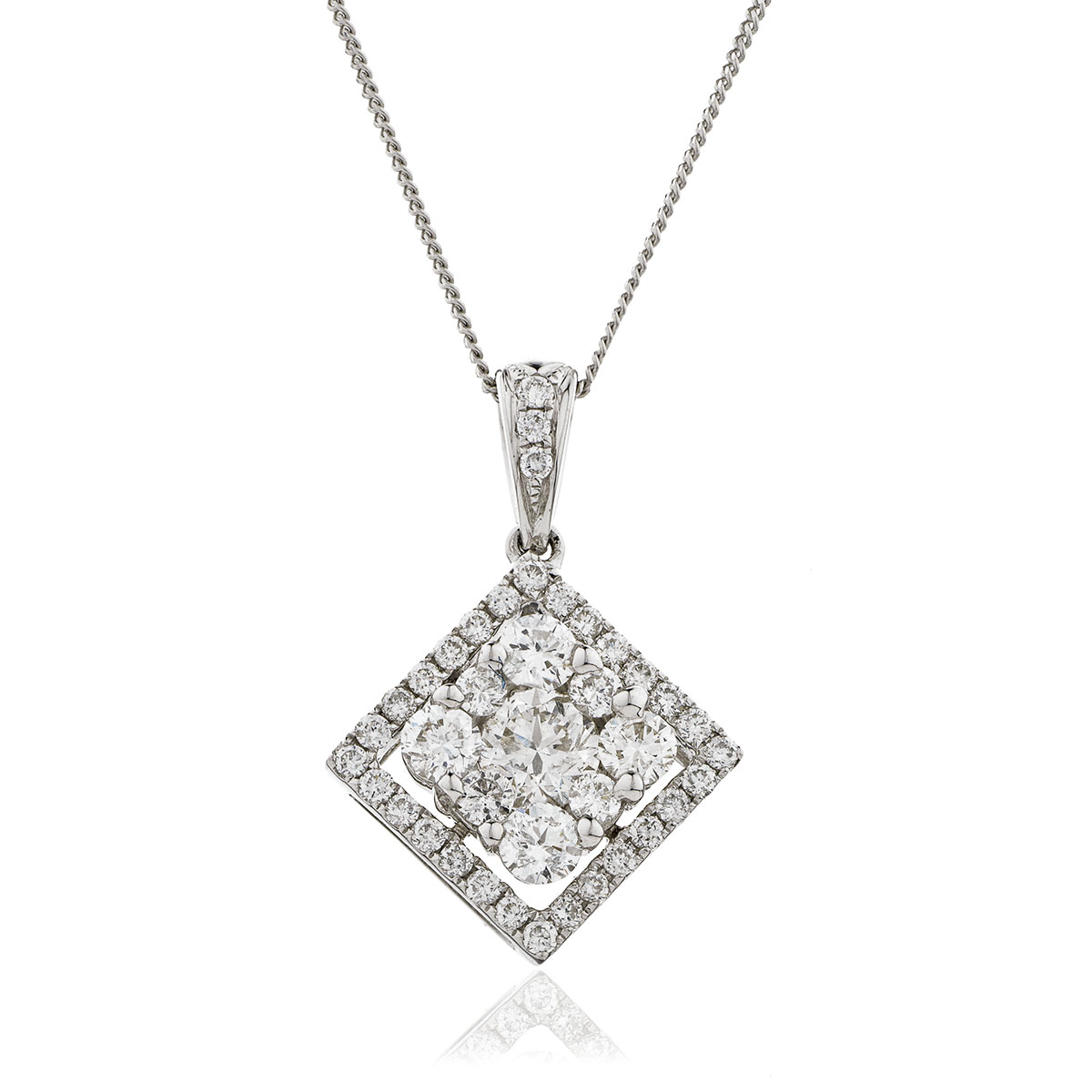 Princess Shape Pave Diamond Pendant