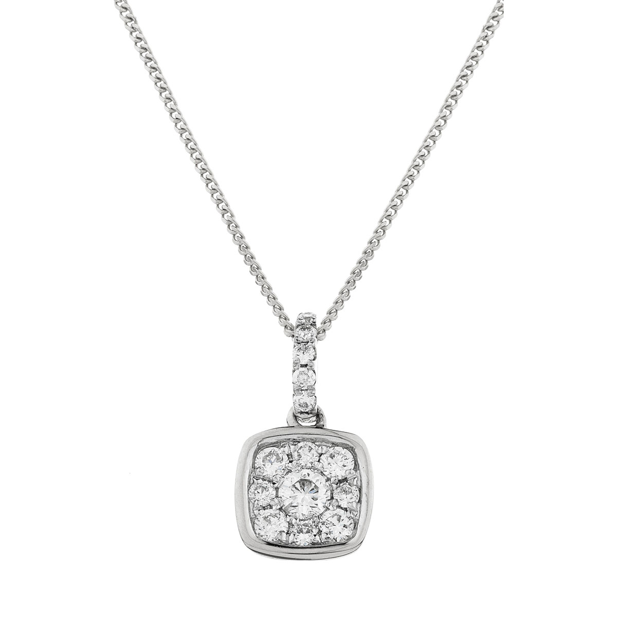 Cushion Shape Pave Diamond Necklace