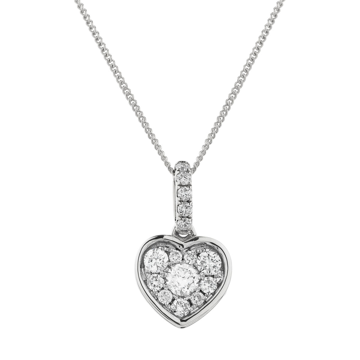 Heart Pave Diamond Necklace
