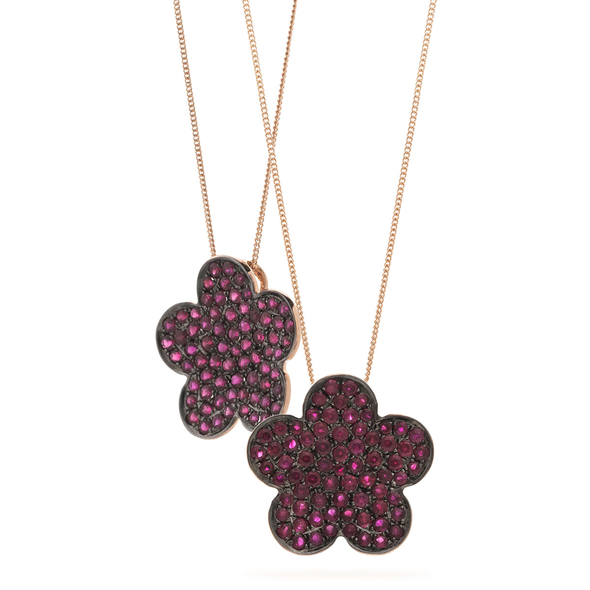 5 Leaf Clover Pave Ruby Diamond Pendant