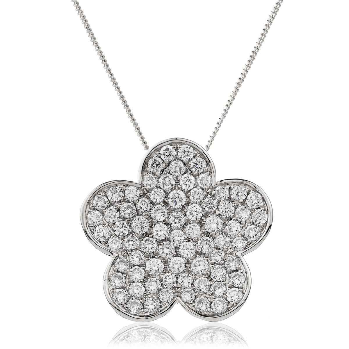 Five Leaf Pave Diamond Necklace