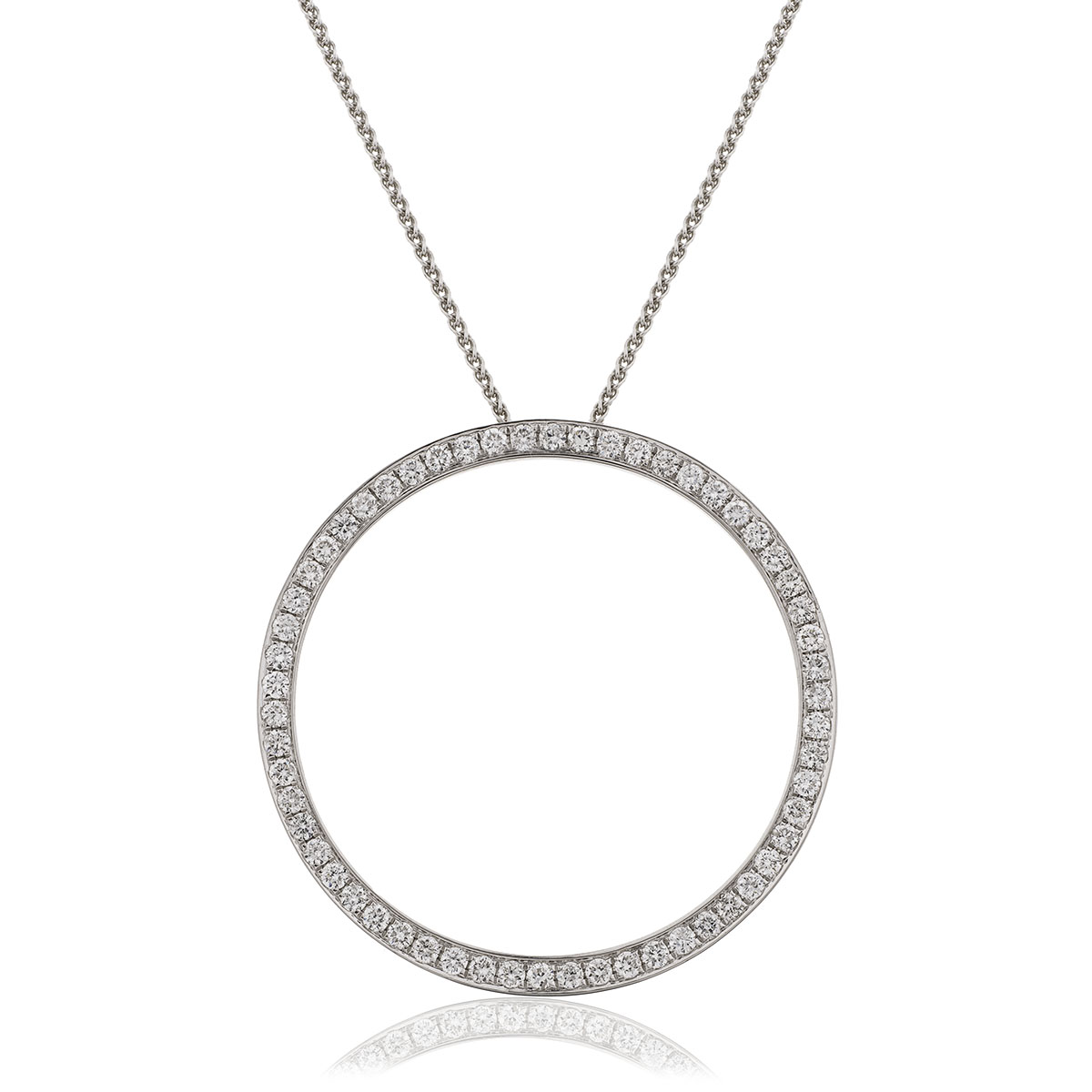 Circle 1ct Grain Set Round Diamond Necklace