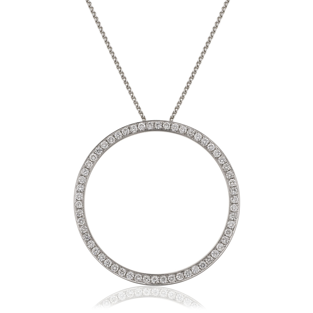 Circle 1ct Grain Set Round Diamond Necklace