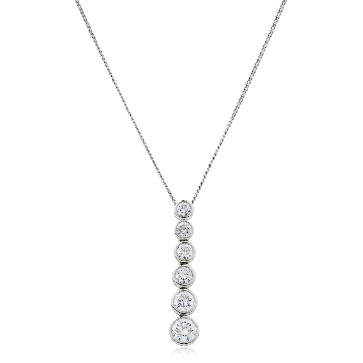 6 Stone Rubover Set Diamond Pendant