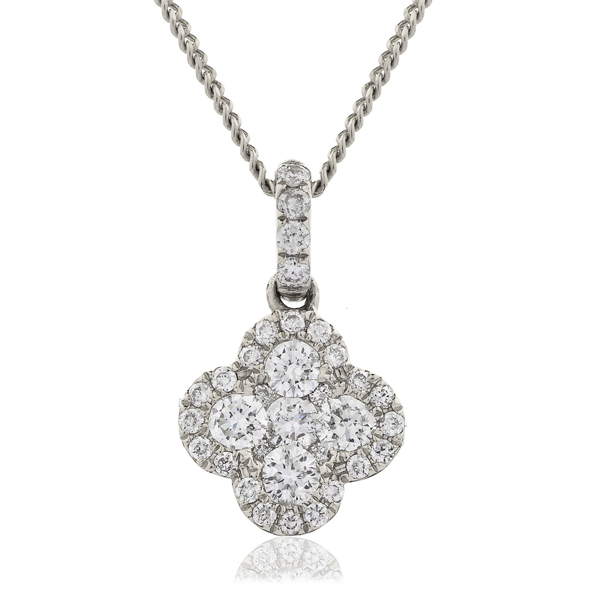 Clover Pave Diamond Necklace