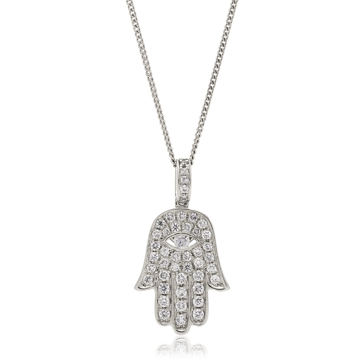 Pave Diamond Setting Hamsa Necklace 
