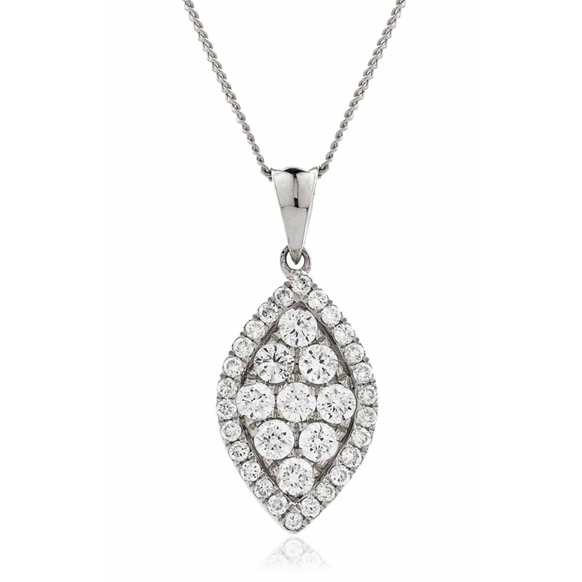 Leaf Shaped Medium Pave Diamond Pendant