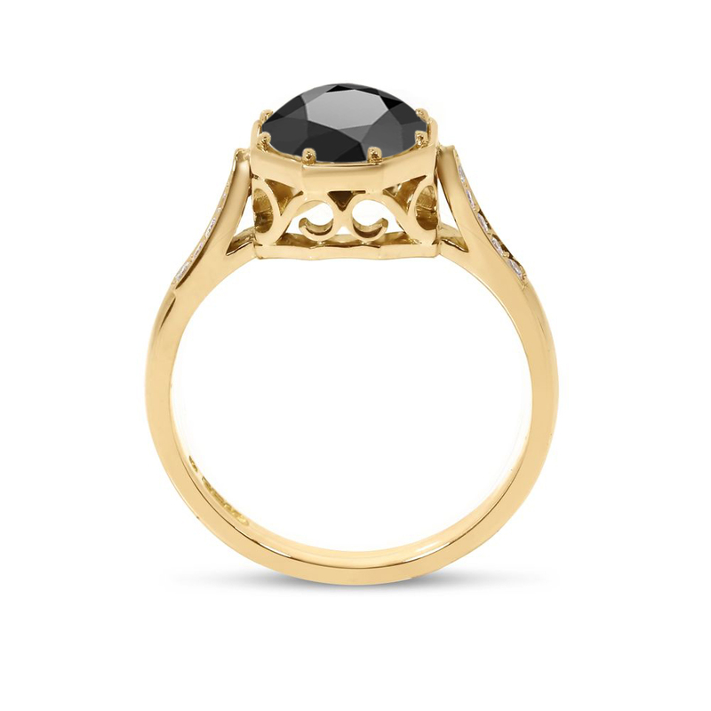 Black Diamond Vintage Engagement Ring